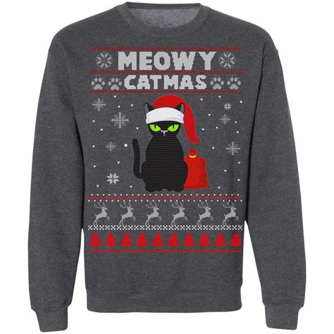 Meowy Christmas Ugly Sweater Crewneck Sweatshirt Christmas Sweater T