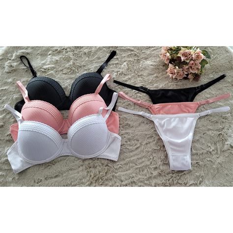 Conjunto Lingerie Calcinha E Suti Bojo Canelado Shopee Brasil