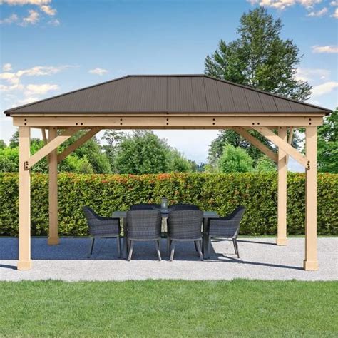 Yardistry 12 Ft X 16 Ft Meridian Cedar Gazebo With Weather And Rust