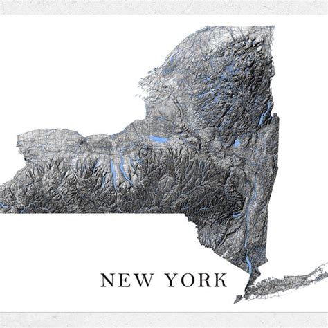 New York State Map Topographic Etsy