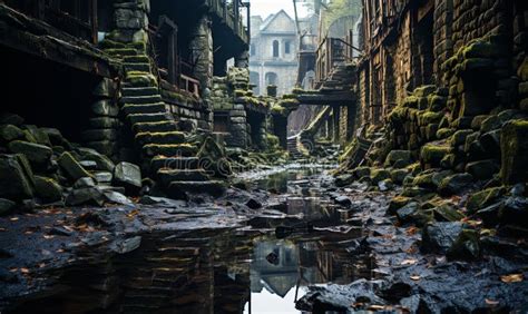 Stone Steps And Moss Lined Alleyway Stock Image Image Of Architecture