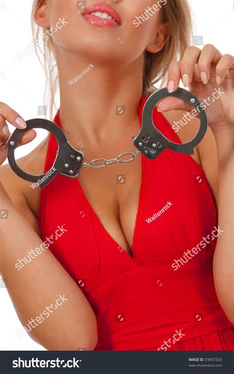 Sexy Natural Blonde Handcuffs Isolated On Stock Photo Edit Now