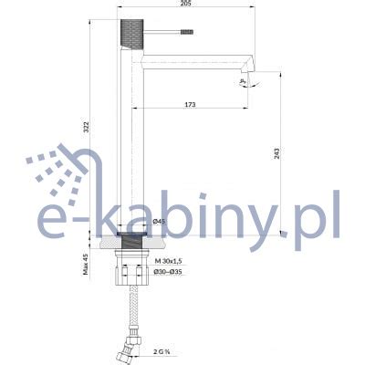 Cersanit Zen bateria umywalkowa stojąca wysoka czarny mat S951 596