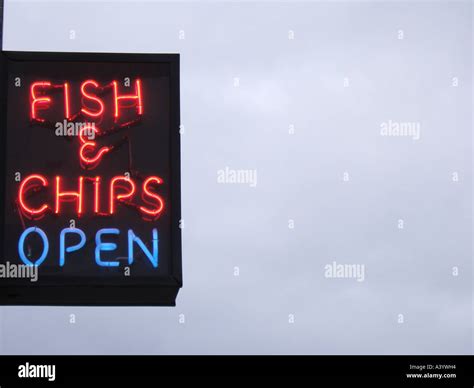 fish and chips neon sign Stock Photo - Alamy