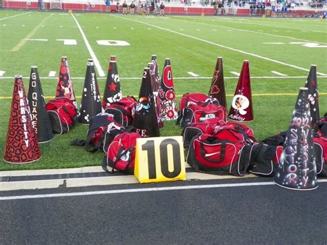 Cheerleading Megaphones Decorated By Cheerleaders In School Colors