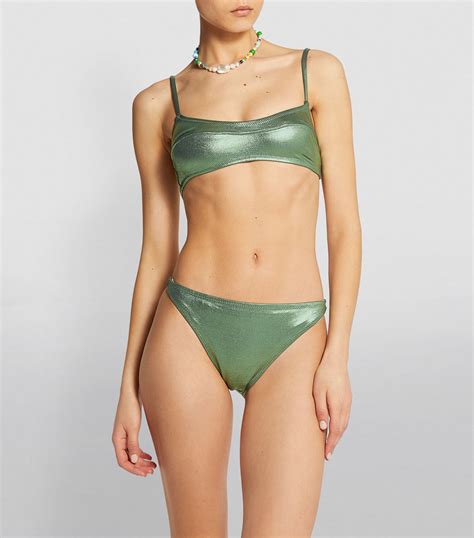 Solid Striped Green Metallic Elsa Bikini Top Harrods Uk