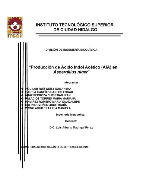 Producción De Ácido Indol Acetico en Aspergillus niger INSTITUTO