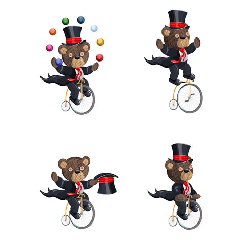 Vector image of a set of four magic bears. Concept. Cartoon style. EPS ...
