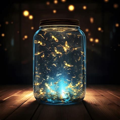 Premium AI Image | fireflies in a jar Insects