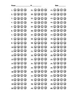 Free Printable Bubble Answer Sheet 1 50