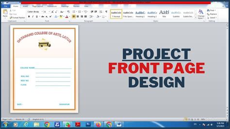 How To Create A Project Front Page In Microsoft Word Cover Page