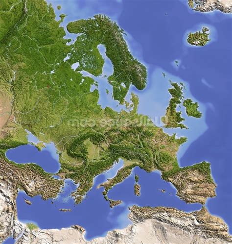 Relief Map Of Europe With Cities