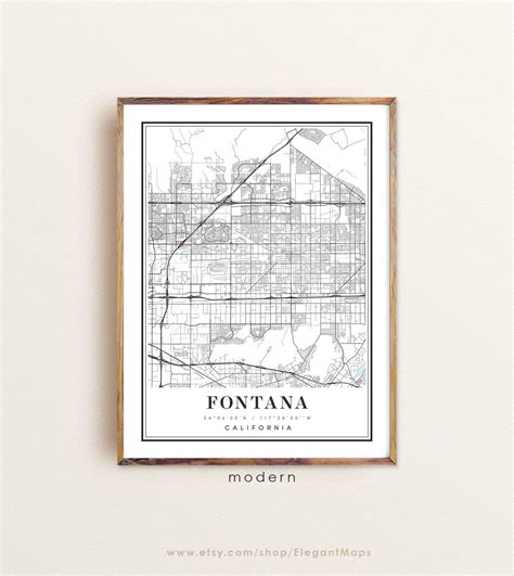 Fontana California map Fontana CA map Fontana city map | Etsy