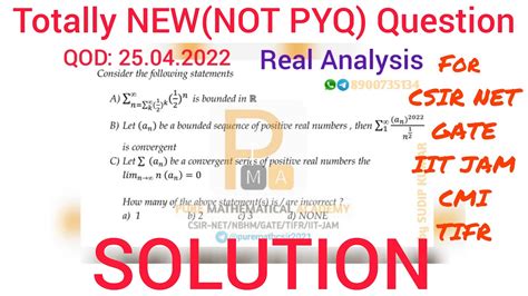 Csir Net Real Analysis Solution Qod 25042022 Gate Real Analysis