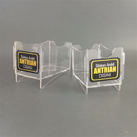 jual akrilik tempat kartu antrian kotak akrilik  kartu antrian