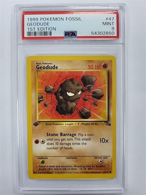 Pokemon Tcg Psa Mint Geodude St Edition Fossil Wotc Us