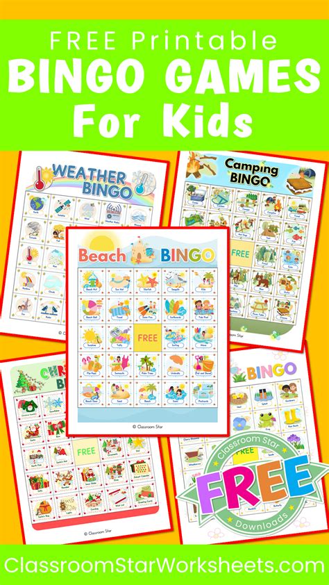 Free Printable Bingo Games for Kids - Classroom Star Worksheets