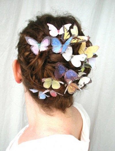 Beautiful Messy Updo With Butterfly Accessories Butterfly Hair Crazy Hair Wedding Hair Clips