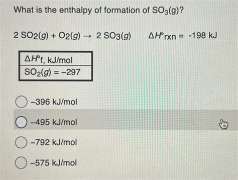 Solved What Is The Enthalpy Of Formation Of So3 G