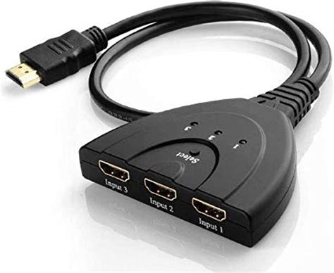 3 Port HDMI Switch With Pigtail Cable 3x1 HDMI Splitter Switcher