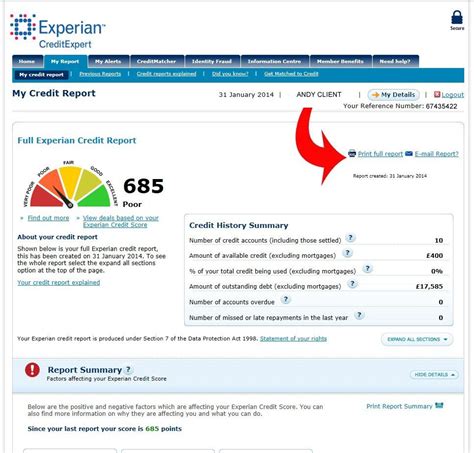 Experian credit score file Printable