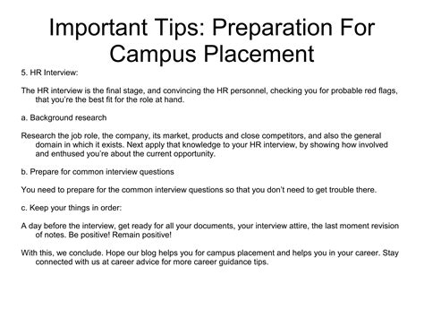 Important Tips Preparation For Campus Placement Ppt