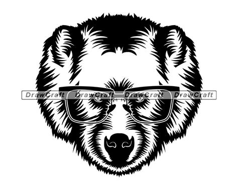 Grizzly Bear In Glasses 2 Svg Bear Svg Smart Svg Grizzly Etsy