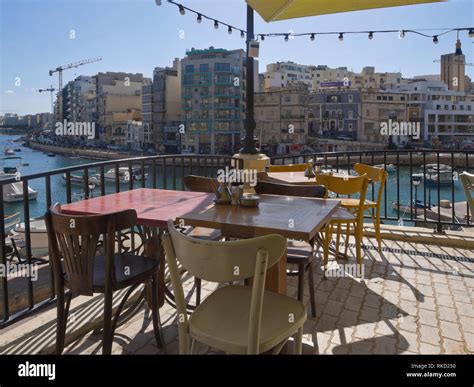 Spinola Bay In St Julians Malta A Sheltered Cove With Fishing Boats