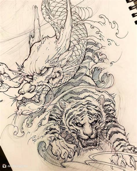 Chinese Dragon Tattoo Sketch At Explore Collection