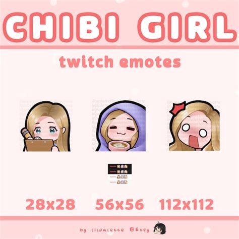 Blonde Hair Blue Eyes Chibi Girl Twitch Emotes Etsy