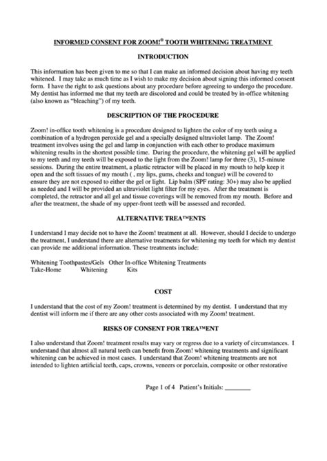 Teeth Whitening Consent Form Template