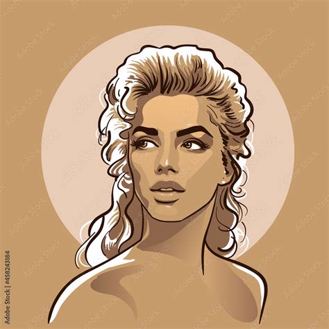 Beautiful Girl Portrait Cartoon Style Digital Sketch Hand Drawing Vector Illustration Vector