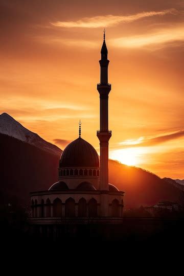 Premium Ai Image A Beautiful Mosque Masjid Against A Sunset In Evening