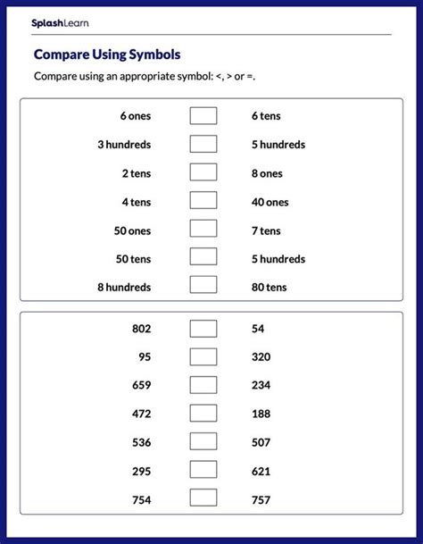 Use Symbols To Compare Numbers Worksheet