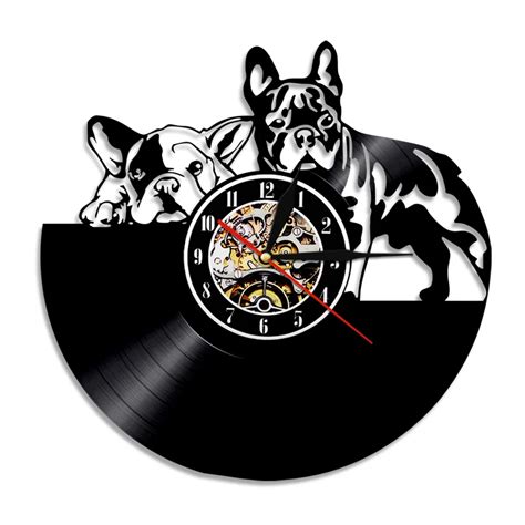 Wall Clock Modern Design Dog French Bulldog Vinyl Clock French