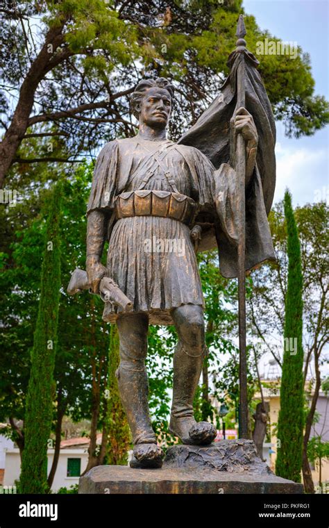 Bronze Figure Of Odhise Paskali On Tomb Of Ismail Qemali Vlor Vlor