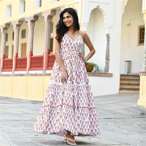 Buy Designer Cotton Bloch Print Dress For Women Online