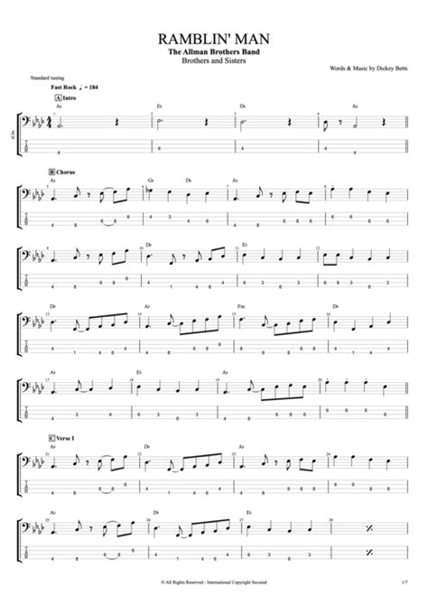 Ramblin Man Tab By The Allman Brothers Band Guitar Pro Full Score