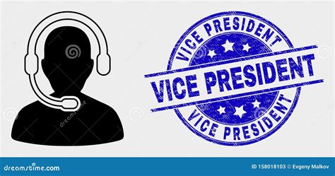 Vector Call Center Operator Icon And Scratched Vice President Watermark