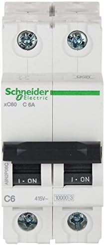 Schneider Electric Acti 9 6 A 2 Pole Polycarbonate MCB White Standard