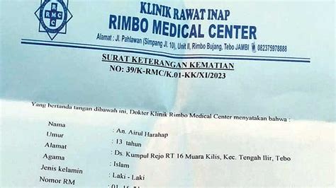 Kasus Kematian Santri Di Tebo Klinik Rimbo Medical Center Langgar Kode