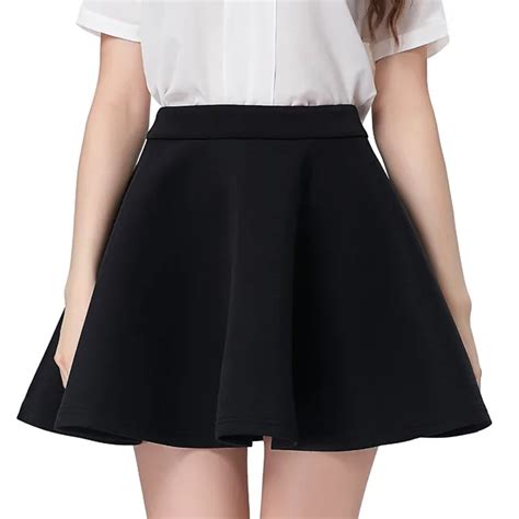 Black Skater Skirt 2017 Summer Womens High Waist Mini Short Skirts