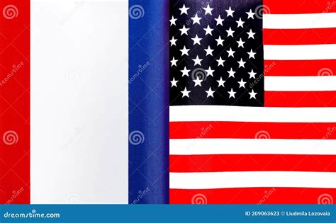 Fragments Of The National Flags Of France And The United States Stock