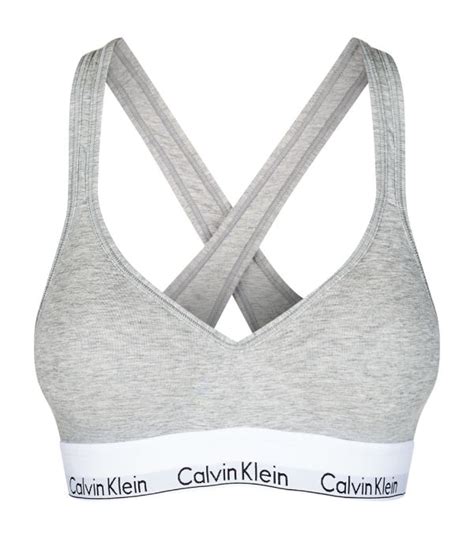 Calvin Klein Modern Cotton Padded Bralette Qf1654 In Grey Heather