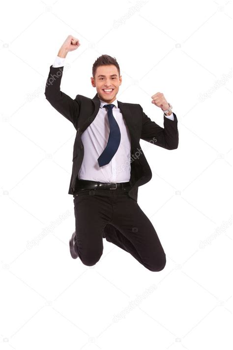 Extremely excited business man jumping — Stock Photo © feedough #10188319