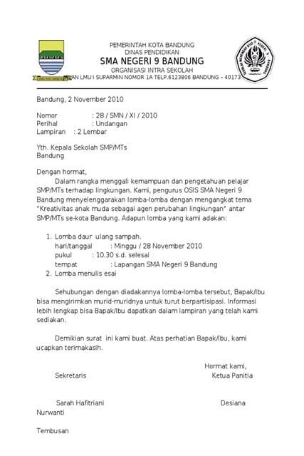 50 Contoh Surat Tembusan Sekolah Pdf Download Doc Printable Surat Images