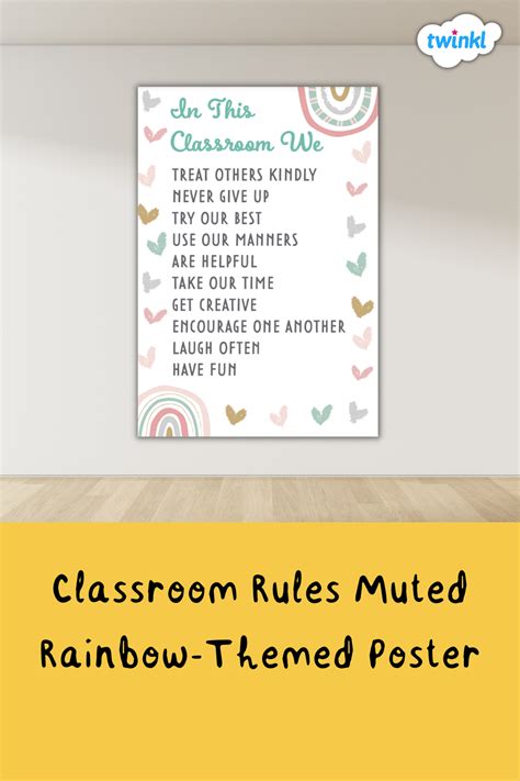 Classroom Rules Muted Rainbow Themed Poster