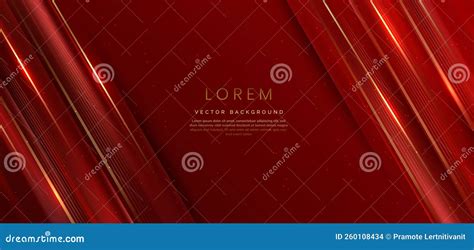 Abstract Elegant Red Background With Golden Line And Lighting Effect