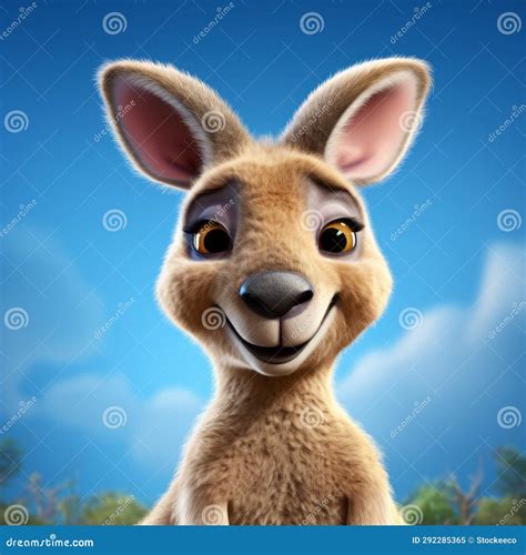 Realistic Cartoon Kangaroo with Expressive Eyes - Cute Animated Series ...