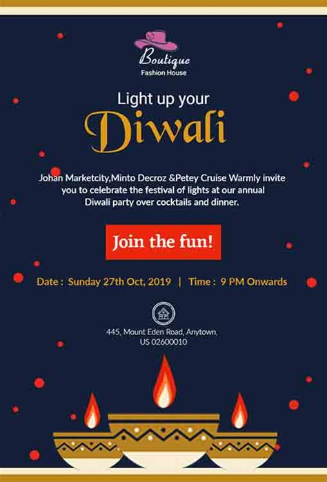 Diwali Invitation Templates Free Customize Print